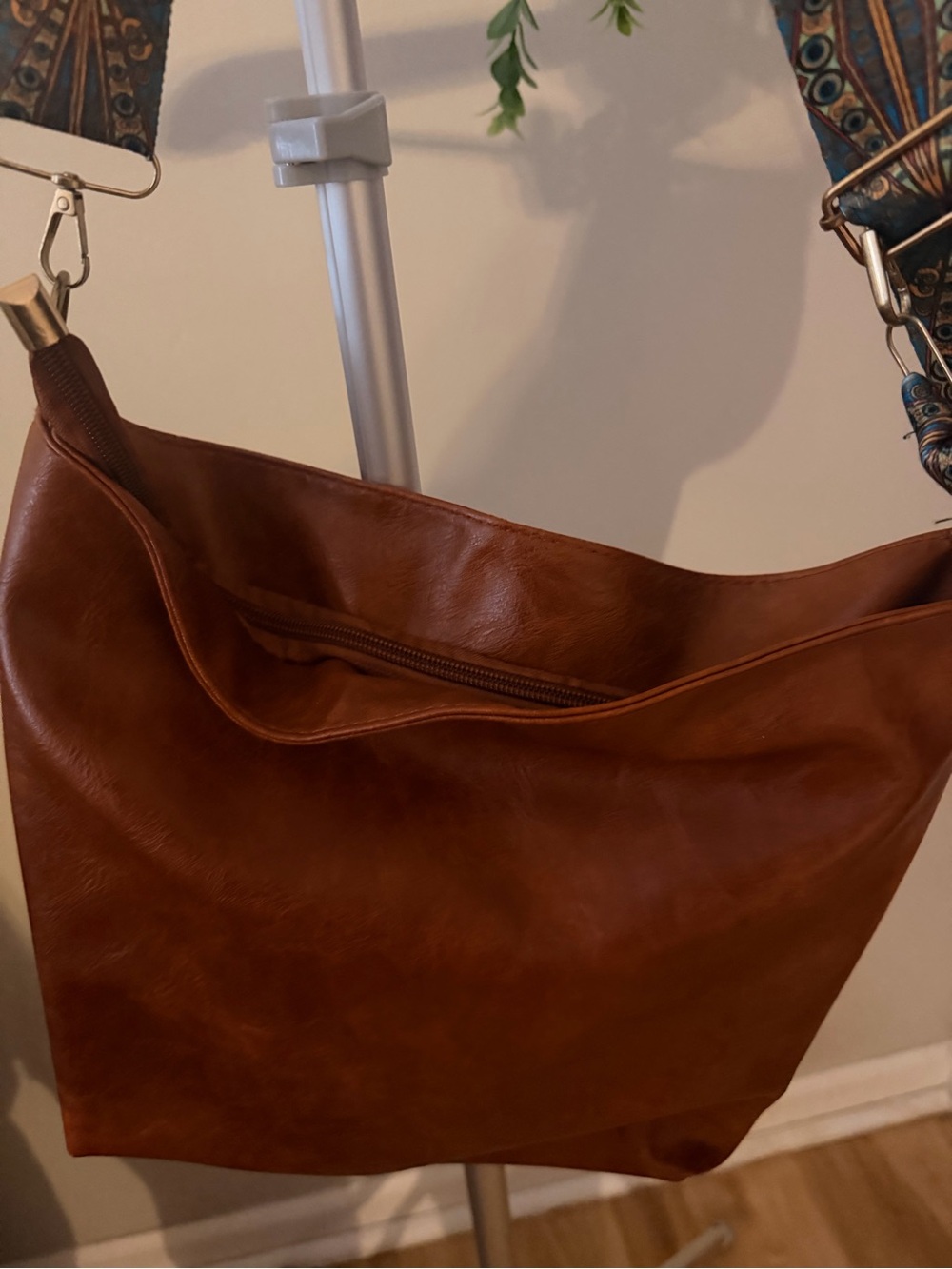 Shein Brown Vintage Retro Crossbody, Casual Shoulder purse with aqua strap - Picture 5 of 8